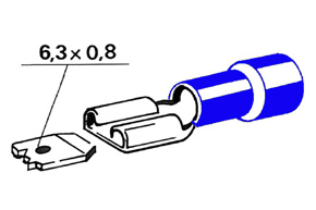Izolovan konektor - samica 6,3 mm, prierez 1,5-2,5mm^2